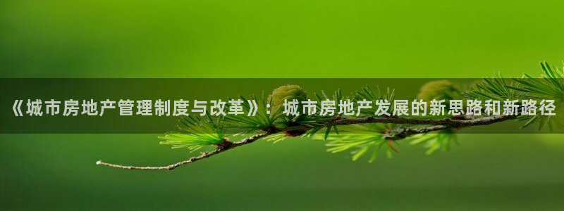 和记官网登录入口：《城市房地产管理制度与改革》：城市房地产发