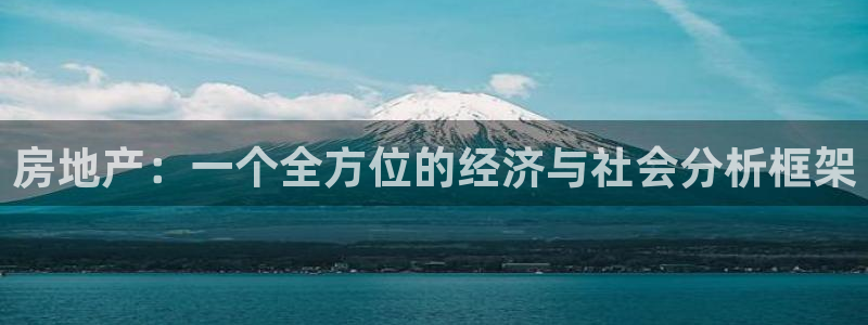 和记怡情视频官网：房地产：一个全方位的经济与社会分析框架